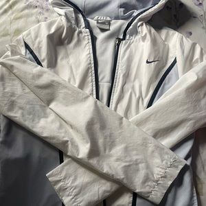 Light blue and white Nike Zip up Windbreaker hoodie